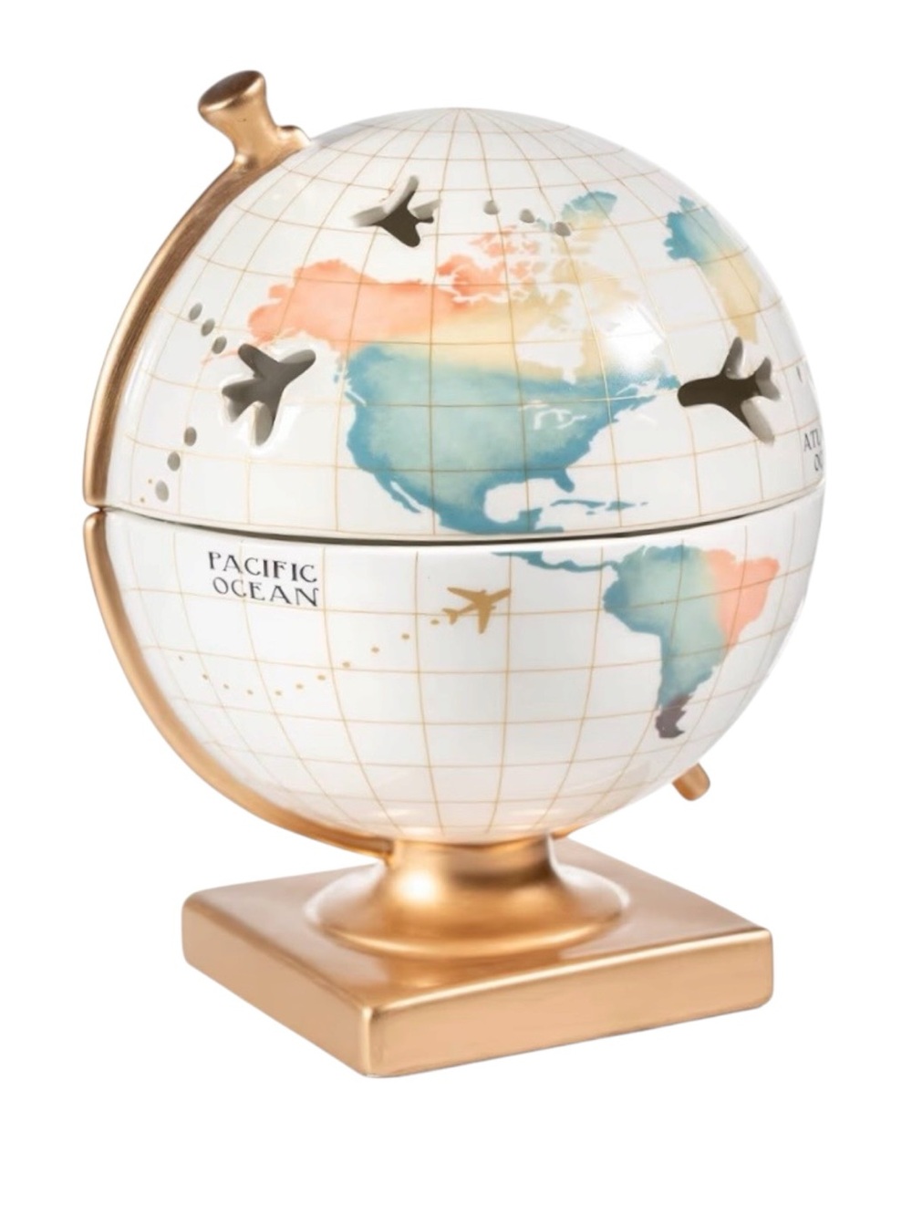 ScentSationals Globe For Scented Wax Warmer Travel World Ceramic Cream Map 8”